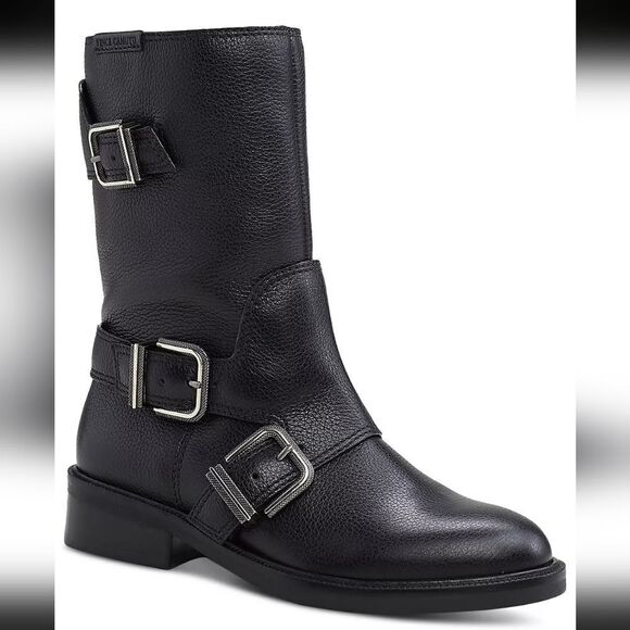 New VINCE CAMUTO Women's Alicenta Buckled Moto Booties black boots size 5